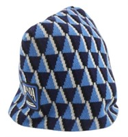 Prada Blue Patterned Knit Beanie Hat