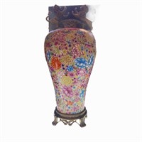 Rainbow Floral Vase with Golden Lions