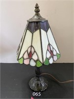 13" Vintage Stained Glass Desk Lamp