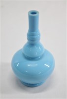 Vintage Sky Blue Hand Blown Vase 6"