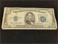 1934 D $5.00 Blue Note