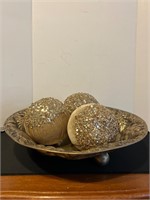 Large 16” Footed Bowl with Decorative Balls