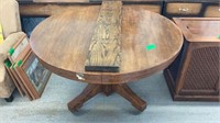 Mission Oak Round Table with 2 Leaves 54"