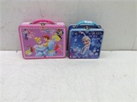 (2) Metal Disney Lunch Boxes  Frozen  Cinderella