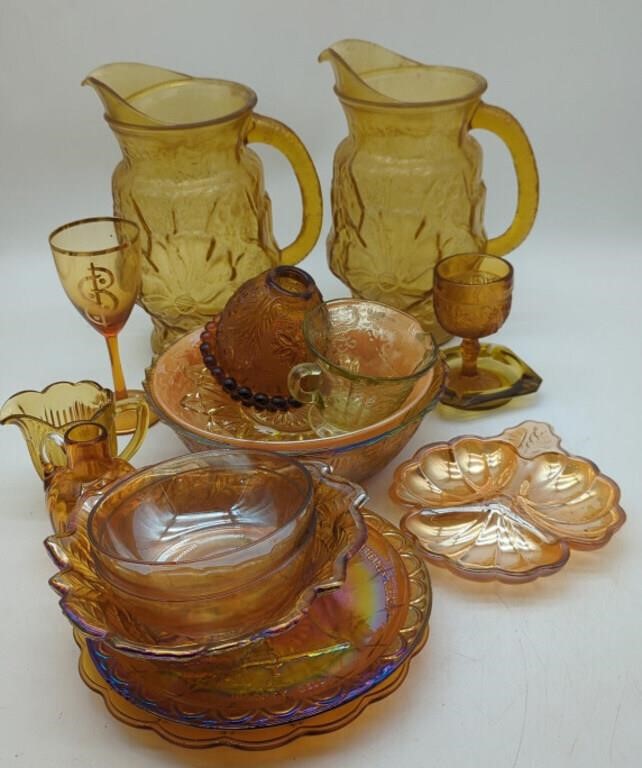 (MN) Anchor Hocking Amber Glass Pitchers 10 inch,