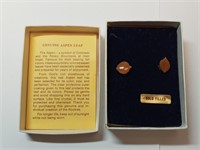 OF) Genuine Aspen leaf gold filled stud earrings