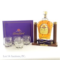1970 Crown Royal Can. Whisky Cradle & Glasses