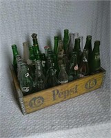 Wooden Pepsi crate with bottles