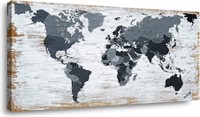 ZEYDRT World Map Canvas Wall Art, 24"x48"