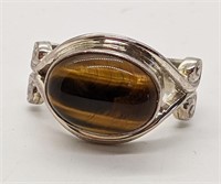 Sterling Silver Tigers Eye Solitaire Ring
