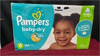 Size 6 Pampers Diapers. 144 ct.