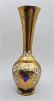 Antique Bohemian Flower Vase Art Glass