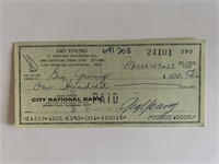 Gig Young signed check