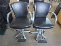 Two Black Hydraulic Salon Styling Chairs, one h
