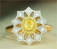 Natural Yellow Diamond Ring 18K Gold