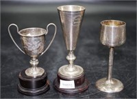 Three 1930's small silver trophy cups