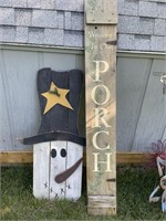 Two wooden signs.  Welcome to Our Porch 10” x