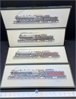 4 Framed Train Prints by Cam King (17" x 6")