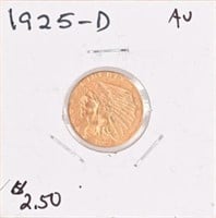 1925-D Indian $2.50 Gold Coin AU
