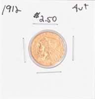 1912 Indian $2.50 Gold Coin AU+