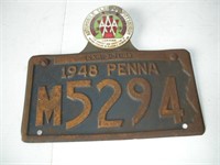 1948 License Plate w/AAA Plaque