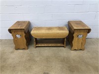 Oak 3 Pc. Drop Leaf Coffee & End Table Set