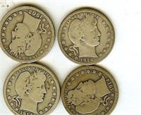 1902 1914-Dx2 1914 Quarter VG 4 Pc Lot