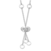 Sterling Silver Heart Circle Drop Necklace