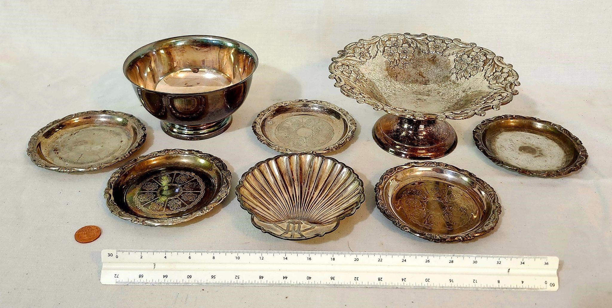 Silver plated bowls & mini plates/trinket dishes