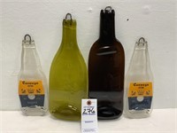 4 Glass Bottle Platters/Trivets