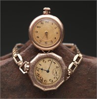 Ladies Peseux Pocket Watch & Elgin Wrist Watch (2)