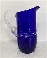 Cobalt cut to Clear Crystal Pitcher