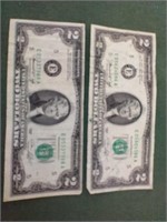 (2) $2 1976 bills