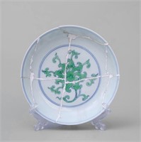 Green Painted Floral Plate