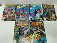 6 comics inc Battlestar Galactia, & Indiana Jones