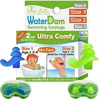 WATER DAM 2PAIRS Toddler & Kids Swimming Earplugs