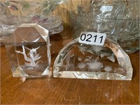 Pair 3D Etched Glass Hummingbirds (living room)