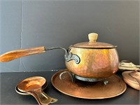 Vintage Swiss Hand Hammered Fondue Pot