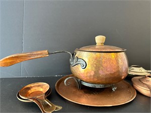 Vintage Swiss Hand Hammered Fondue Pot