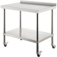 VEVOR Stainless Steel Prep Table, 30 x 24 x 35