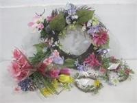 Assorted Faux Flowers & Wreaths