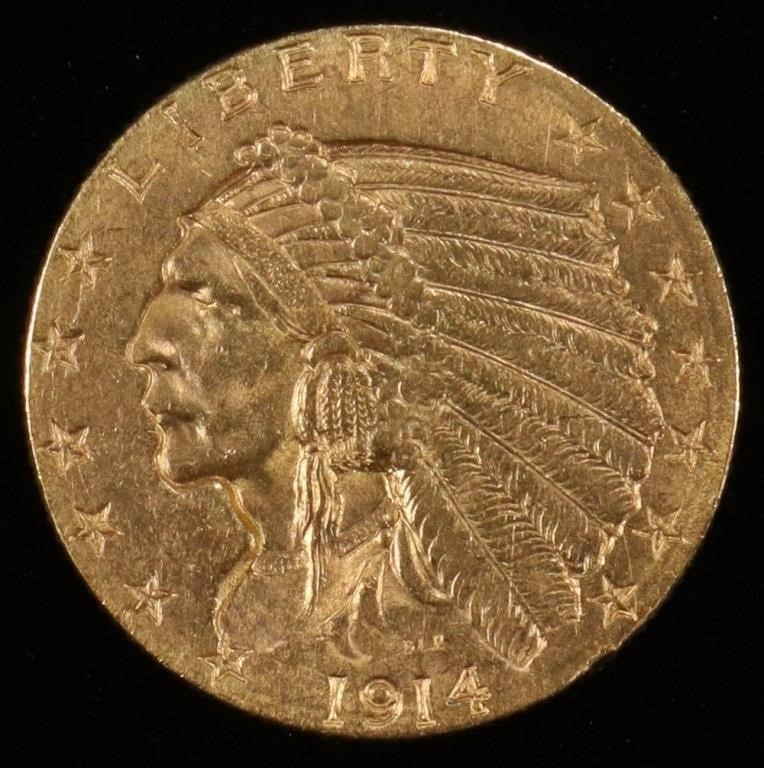 1914-D $2.5 GOLD INDIAN CH/GEM BU