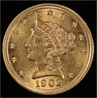 1902 $2.5 GOLD LIBERTY GEM BU, SUPERB!