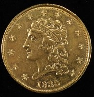 1835 $2.5 GOLD CLASSIC HEAD BU, OLD CLEANING