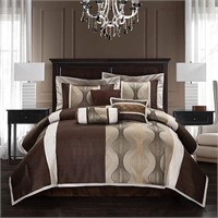 Nanshing Bedroom Comforter Set 7 Pc, Brown, King