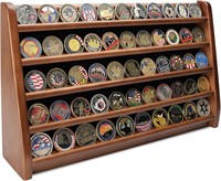 Coin Display Case  5 Row Military Rack  Walnut