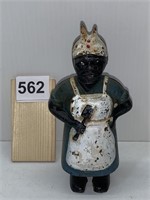 6.5" BLACK AMERICAN COIN BANK W/ BLUE DRESS