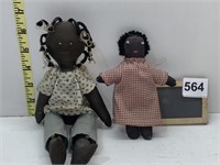 TWO HAND CRAFTED DOLLS 6" & 9"