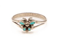 Native American Turquoise Sterling Butterfly Ring