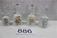 Group of 4 Precious Moments Porcelain Bells